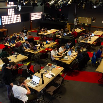 Une vue de la salle du Hackathon 2019.